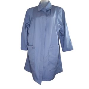 London Fog Blue Trench Coat Overcoat Jacket Collared Large